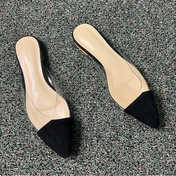 Black & Clear Transparent Vinyl Acrylic Pointed Toe Slides Flat Shoes Sz 6.5/7 - Picture 4 of 16